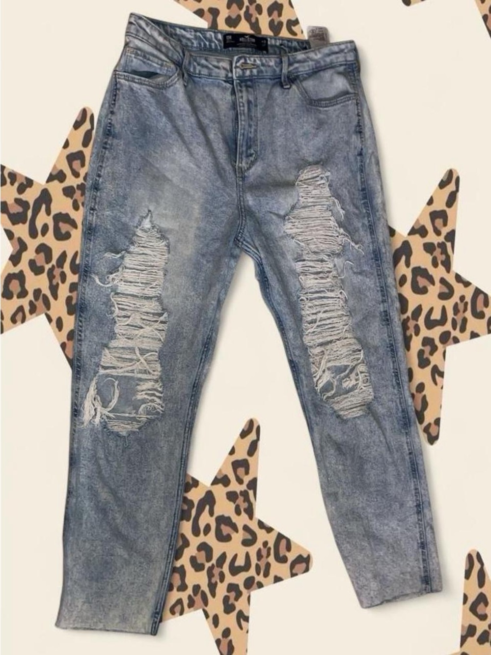 Hollister Distressed Mom Jeans - Light Blue Wash